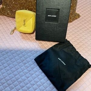 Preloved YSL Yellow Suede/Leather AirPod Case/Bag Charm  w/ Gold Hardware